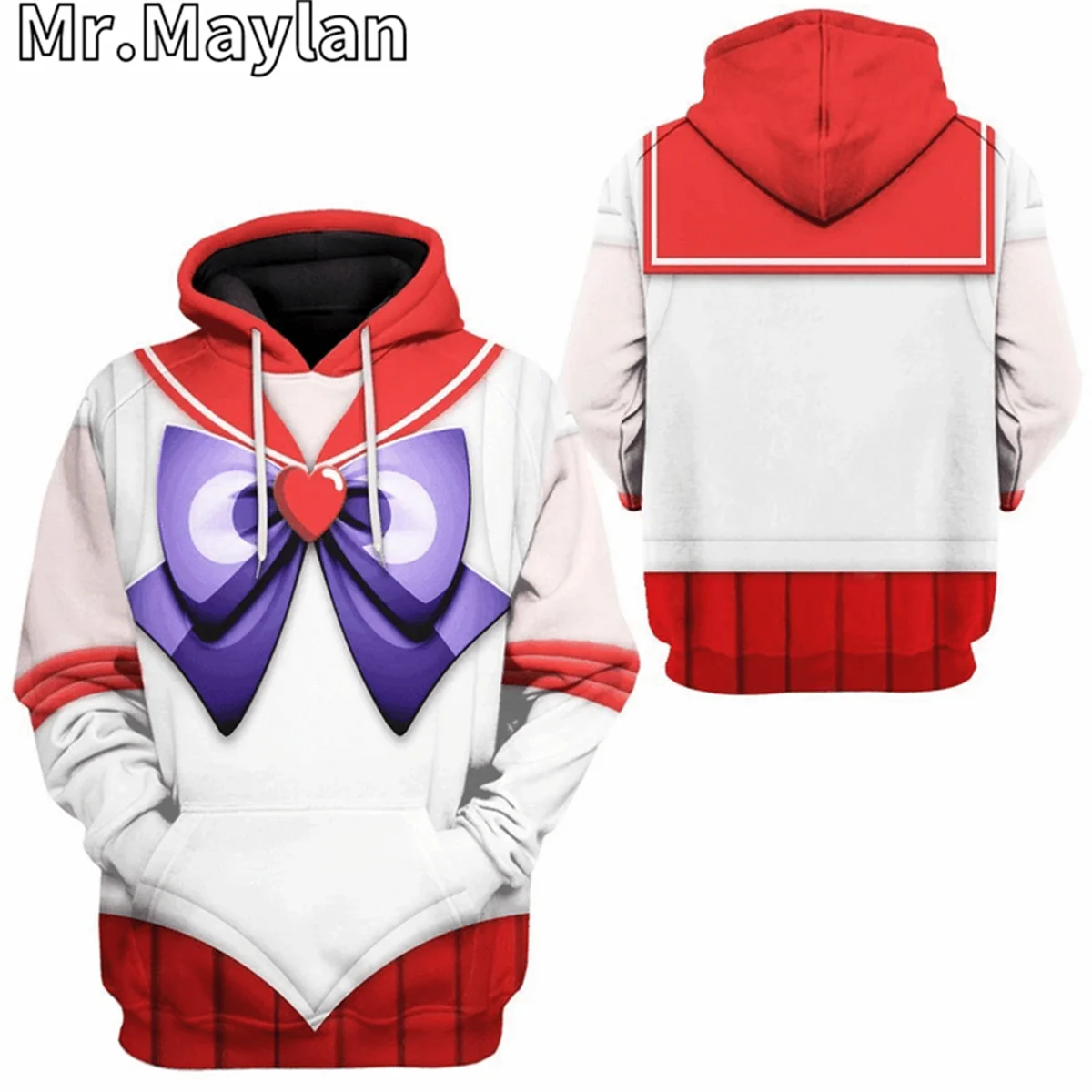 Sailor Mars Custom Cosplay Costume  Apparel 3D Unisex Hoodie Men Sweatshirt Streetwear Zip Pullover Casual Jacket Tracksuits