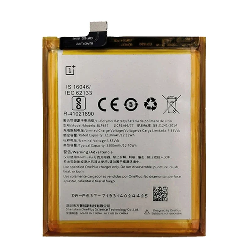 2024 Years Original BLP637 Battery For One Plus Oneplus 5 / 5T High Capacity 3300mAh Mobile Phone Replacement Battery With Tools
