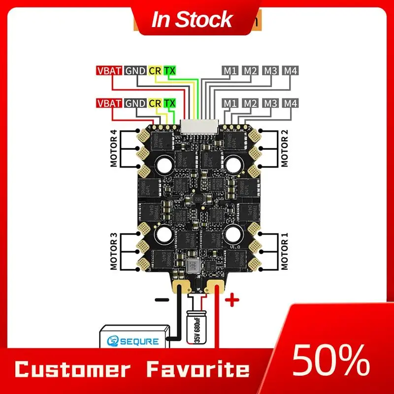 AT03 Top E70 G1 4-in-1 ESC 2-8S 70A Blheli 32-Bit 128K UAV ESC per FPV Racing Supporta l'aggiornamento in tempo reale dei dati della velocità del motore Du