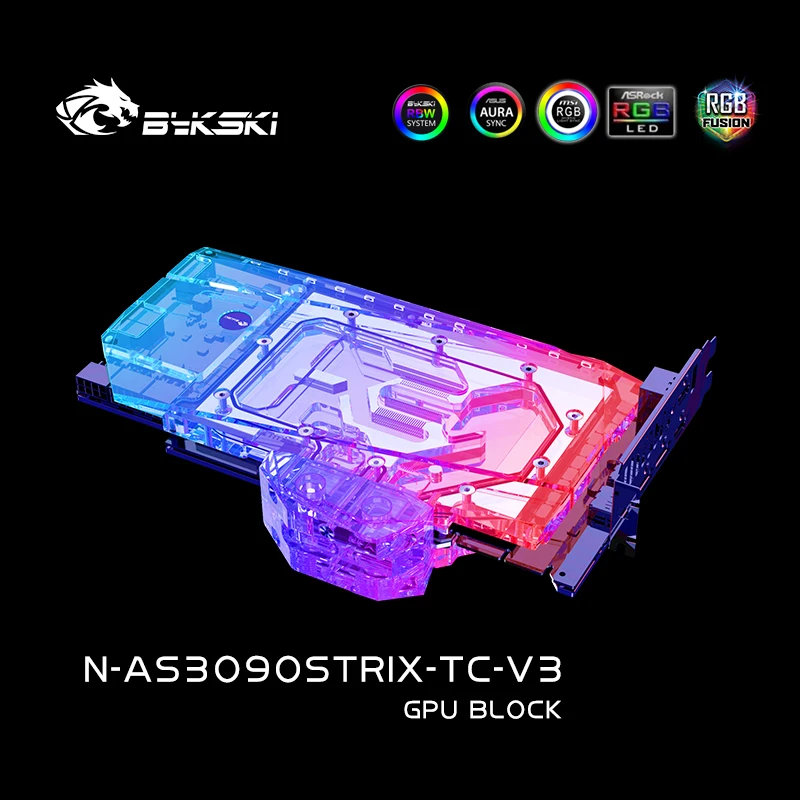 Bykski N-AS3090STRIX-TC-V3 GPU Active Backplate Water Block Use for ASUS ROG STRIX RTX3090 RTX3080 3080ti 24G Gaming Video Card