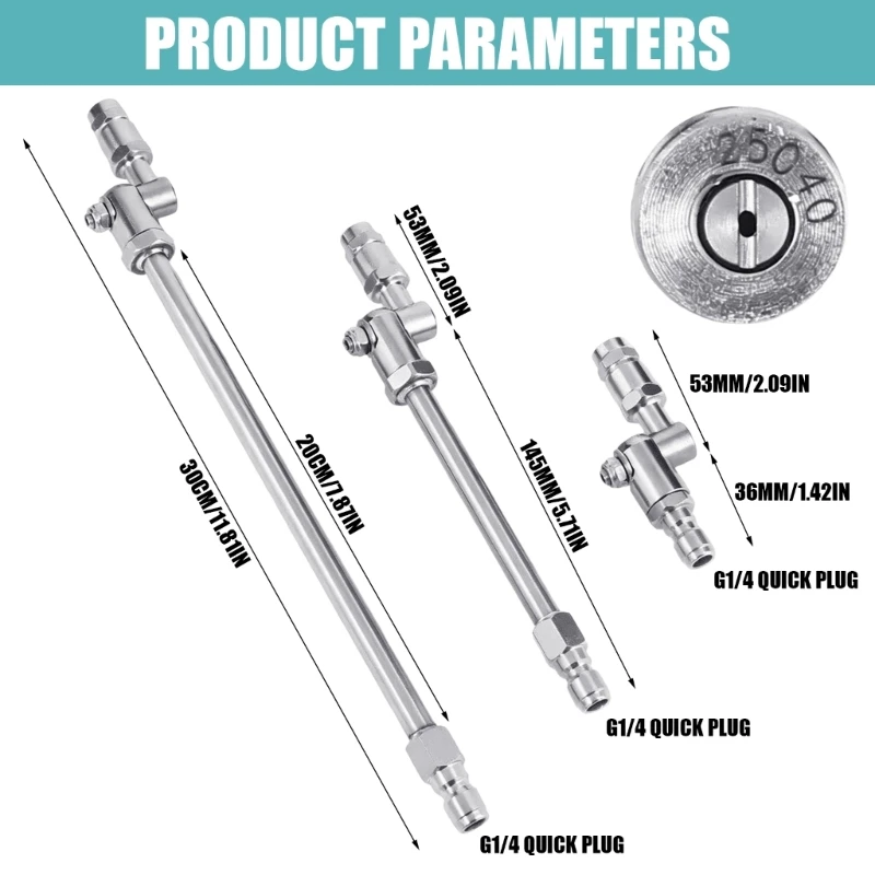 Pressure Washer Rotating Nozzle Wand for Undercarriage and Wheel Well Cleaning