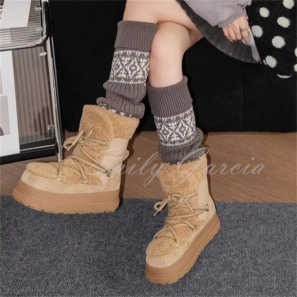 2026 شتاء جديد الخبز حزام أفخم الثلوج الأحذية للنساء جولة تو سميكة القاع المخملية الدافئة حزام المضادة للانزلاق القطن الأحذية #2