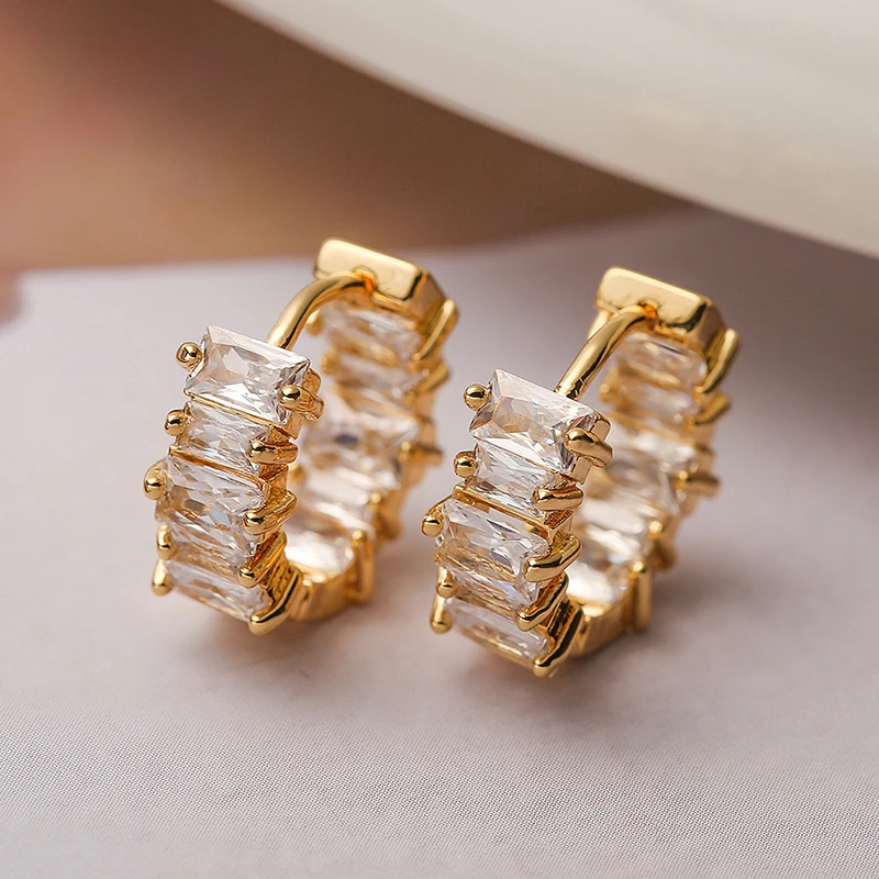 GANPUP Exquisite glänzende bunte Zirkonia-Creolen für Damen, modischer neuer Ohrschmuck, Geschenk für Party. – Detail 6