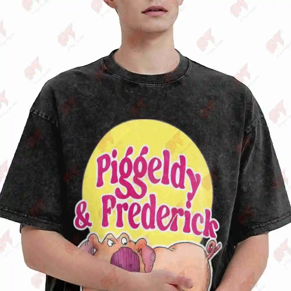 Piggeldy And Frederick TV Series 1970S Animal Vintage Washed Tee Pure Cotton T-Shirt