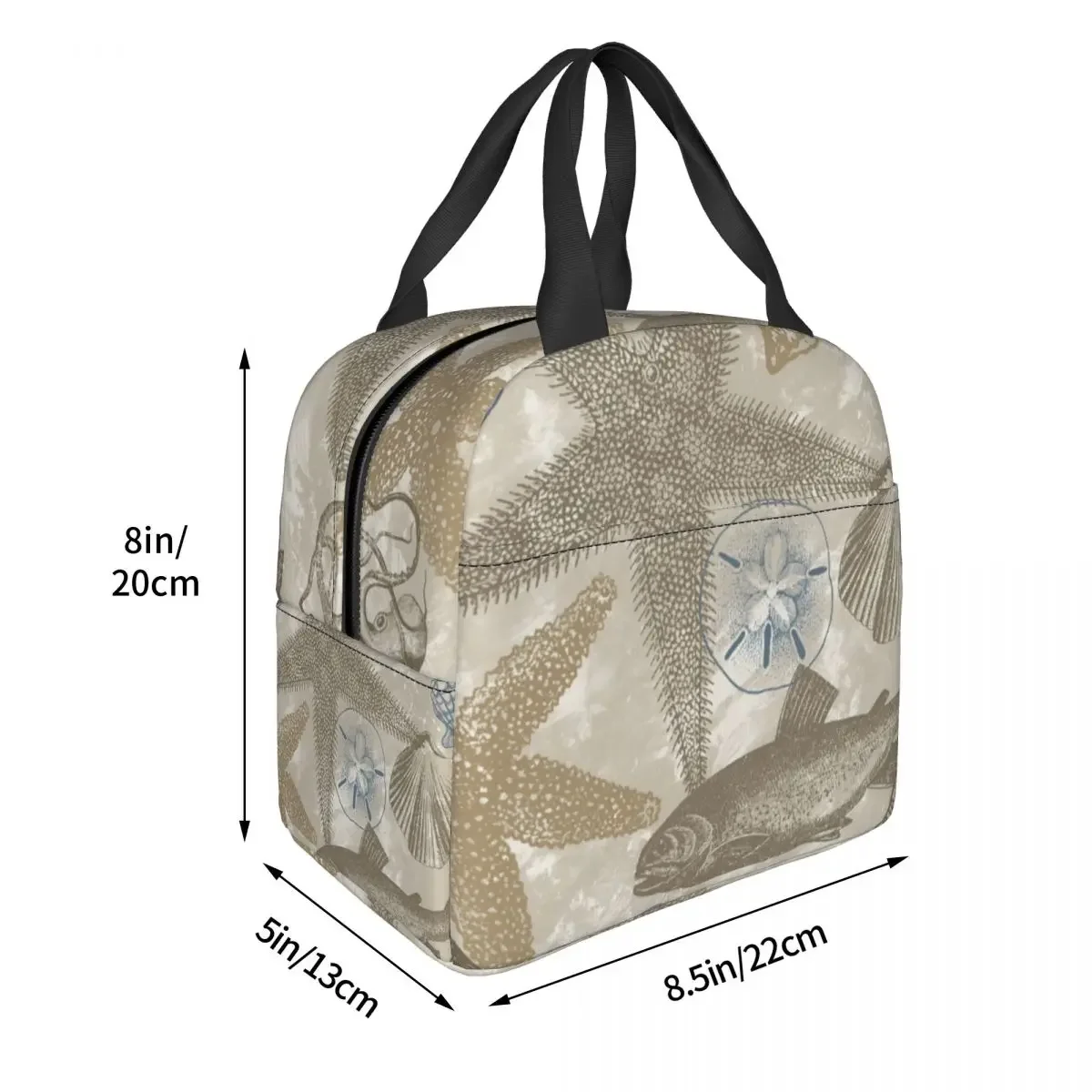 Lunch Bags for Women Kids Sea Style Beach Insulated Cooler Portable Picnic Travel Seaweed Starfish Canvas Tote Food Bag