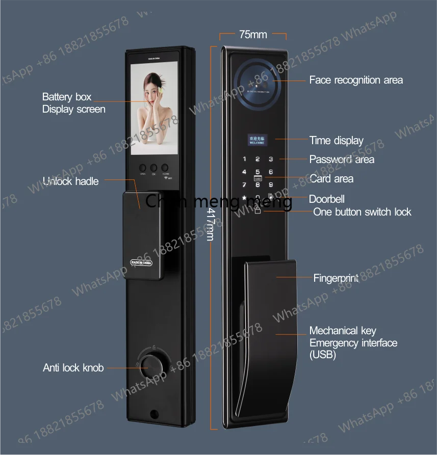 

3D Face Recognition Unlock Digital Door Lock With Camera FIngerprint Password Unlock Keyless Electronic Door Lock