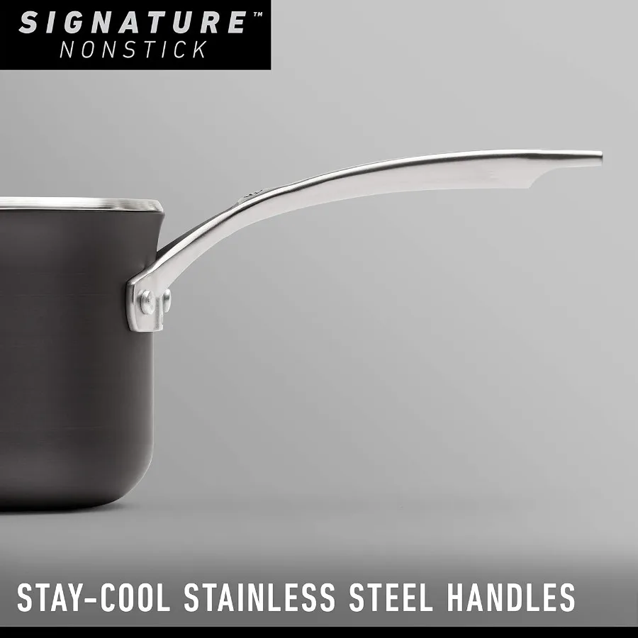 Signature HardAnodized Nonstick Wok 12 FlatBottom for Stovetop and Oven Use PFOAFree Cooking Surface Durable Black Finish Ideal