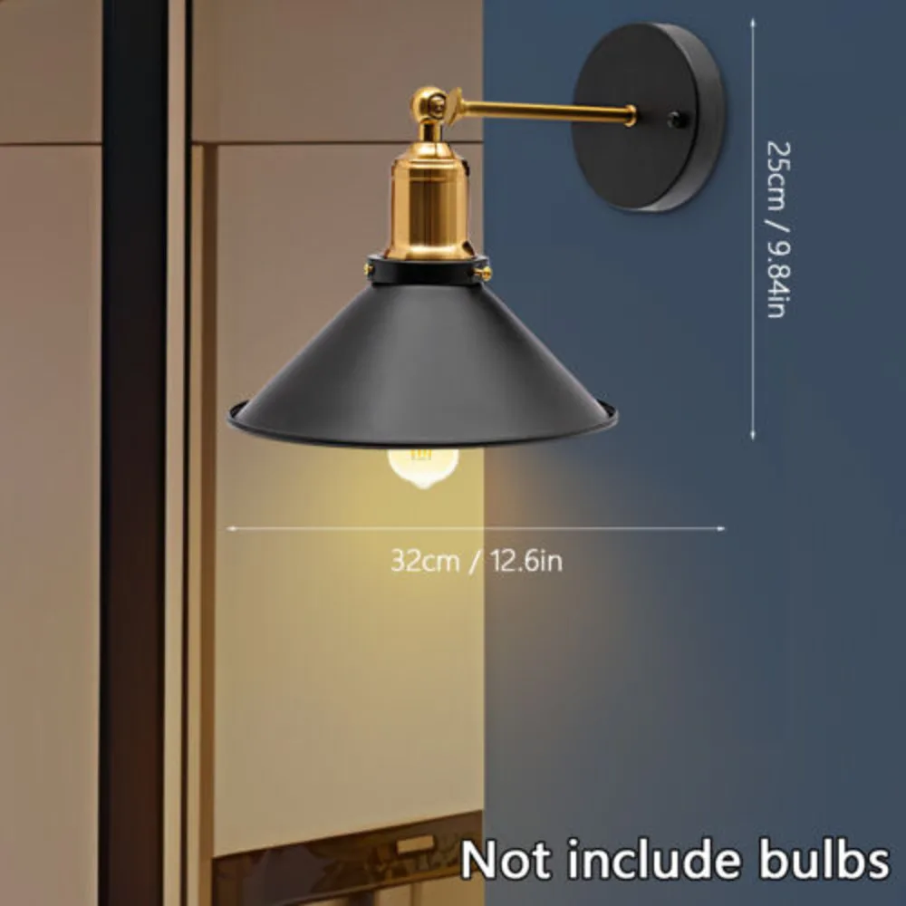 

Bymaocar LED Indoor Lamp Antique Wall Mounted Lamp Sconce E27 with Metal Iron Cone Lampshade Novelty Light Daily Home Lighting