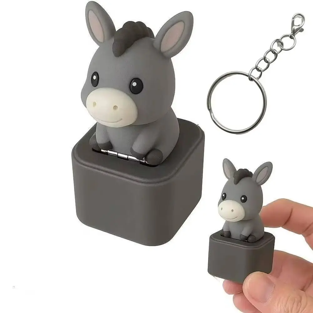 Flash Effects Monkey Button Keychain with LED Colorful Lights Pigeon Voice Key Ring Donkey Sensory Design Lamb Sounds Pendant