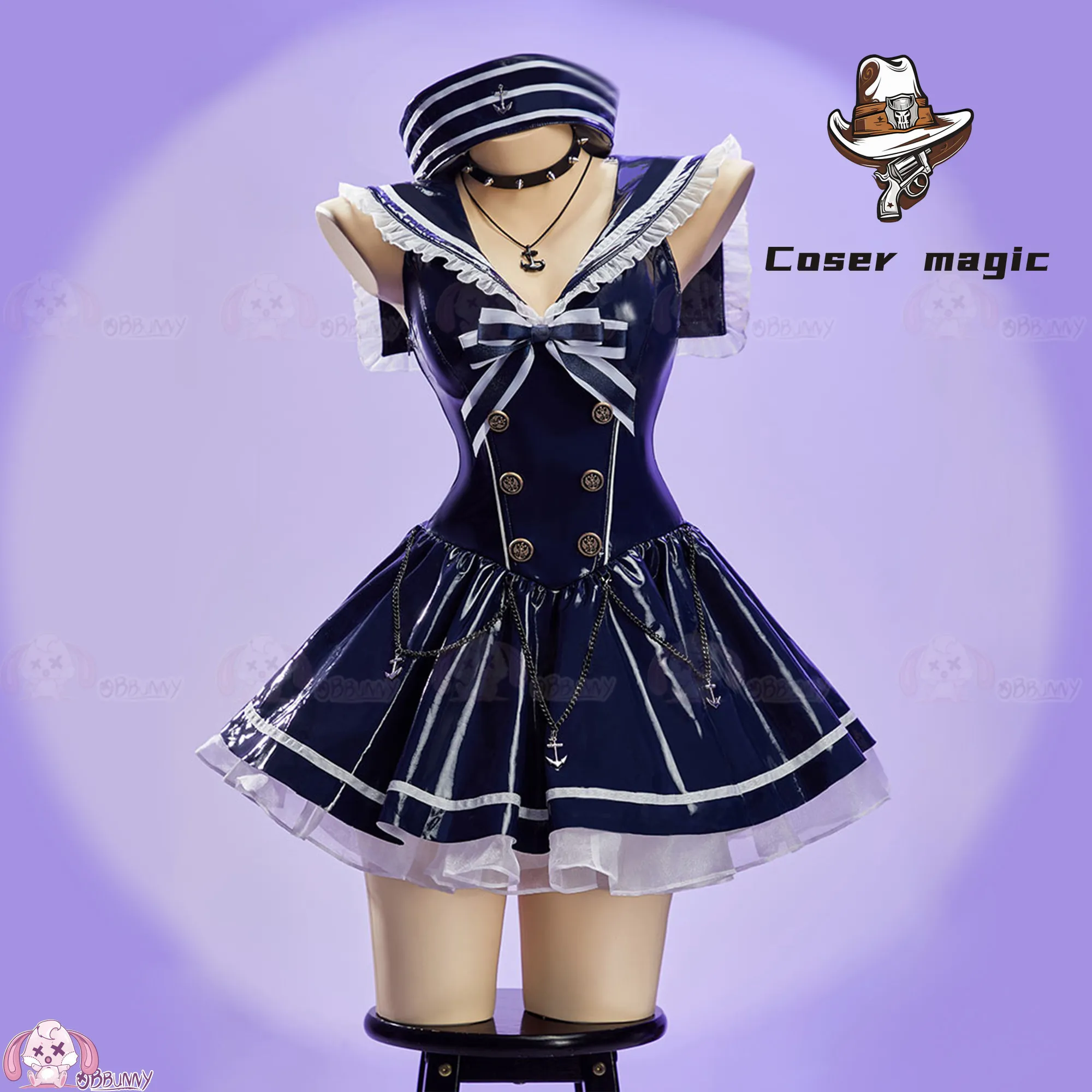 Disfraz original de Halloween de Navy Idol, conjunto de vestido de marinero para niñas, de piel sintética