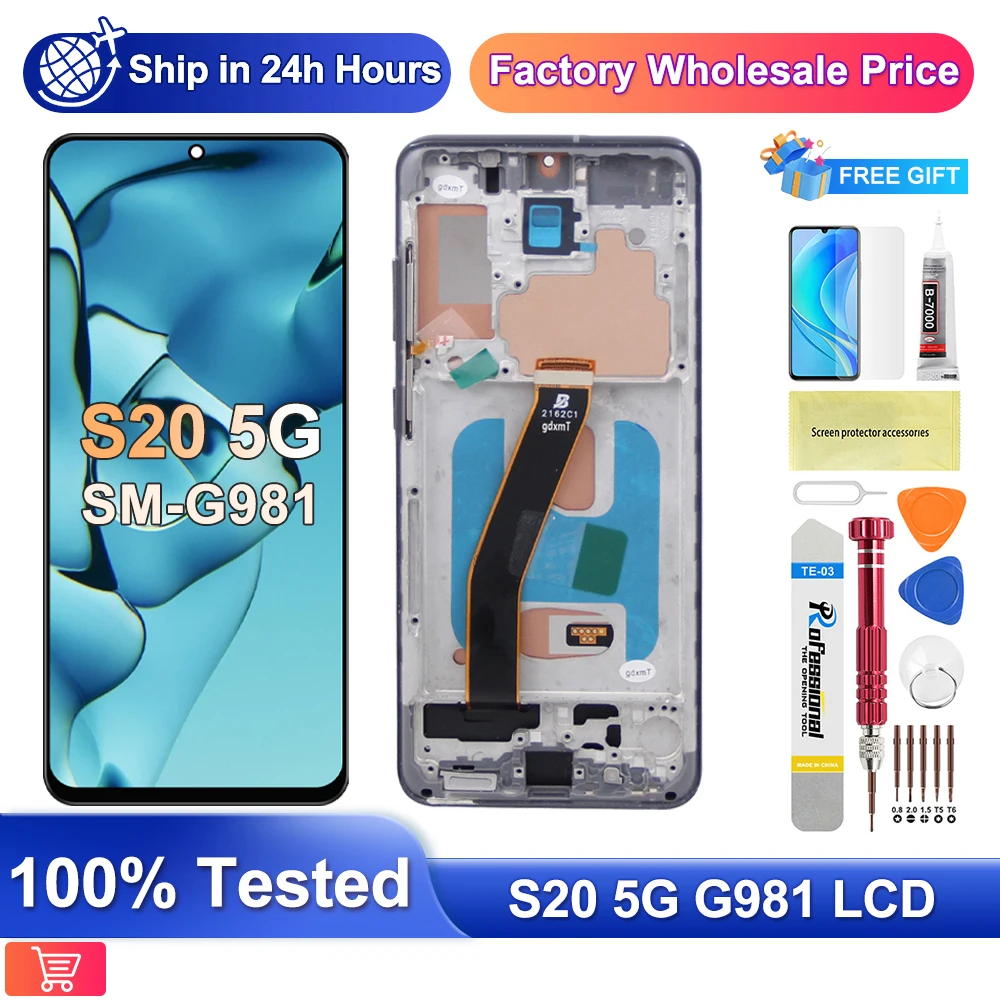 new-for-samsung-galaxy-s20-5g-lcd-display-touch-screen-digiziter-assembly-for-samsung-s20-5g-sm-g981-g981f-replacement-frame