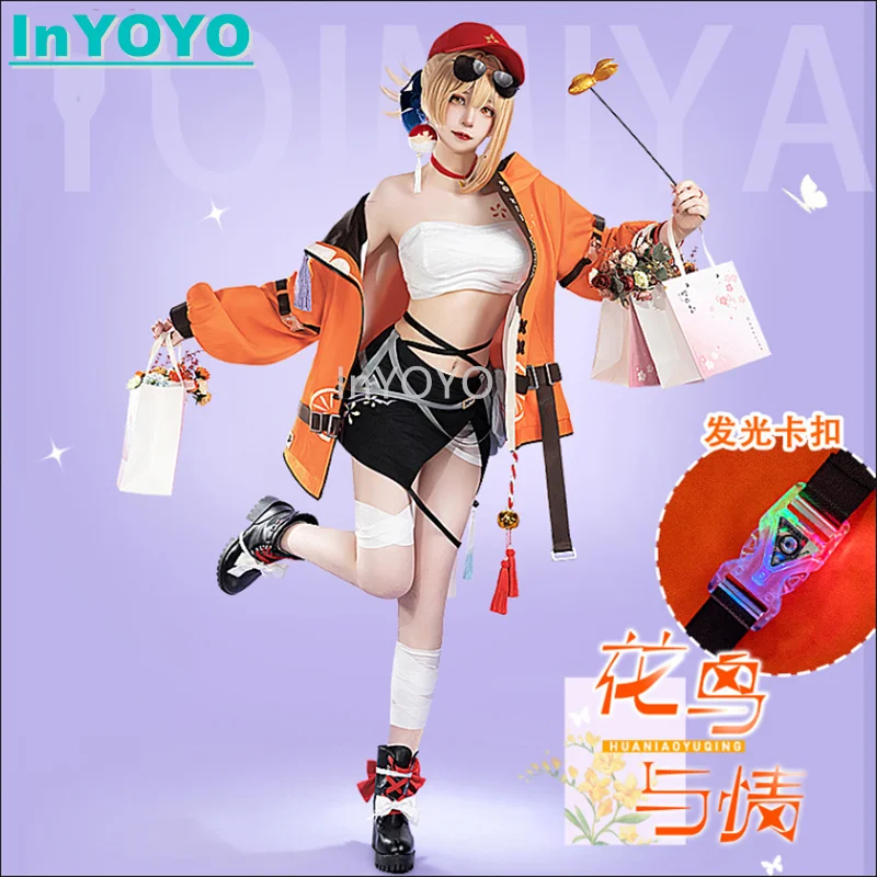 

InYOYO Yoimiya Cosplay Costume Genshin Impact HuaNiaoYuQing Game Suit Lovely Uniform Halloween Party Outfit For Women New
