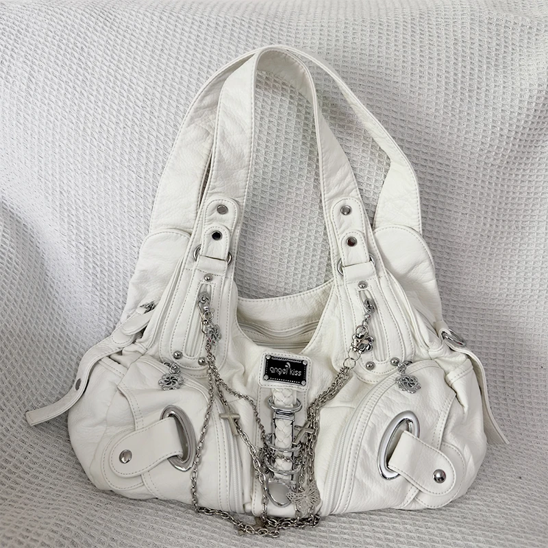 

original designed bag women's premium soft leather tote bags y2k Spice Girl crossbody bags chain underarm messenger bag