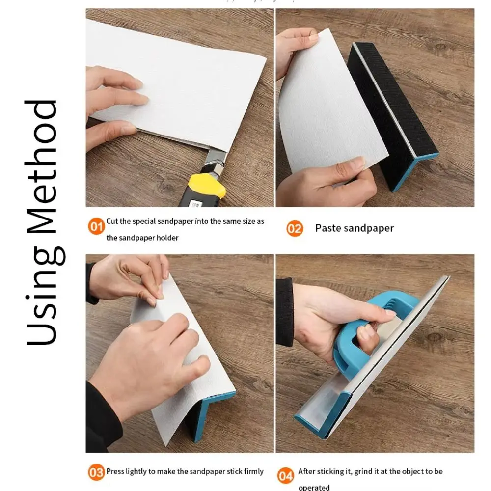 Lightweight Sandpaper Holder Aluminum Alloy Ergonomic Handle Internal Corner Sandpaper Holder Sanding Clip Negative Angle