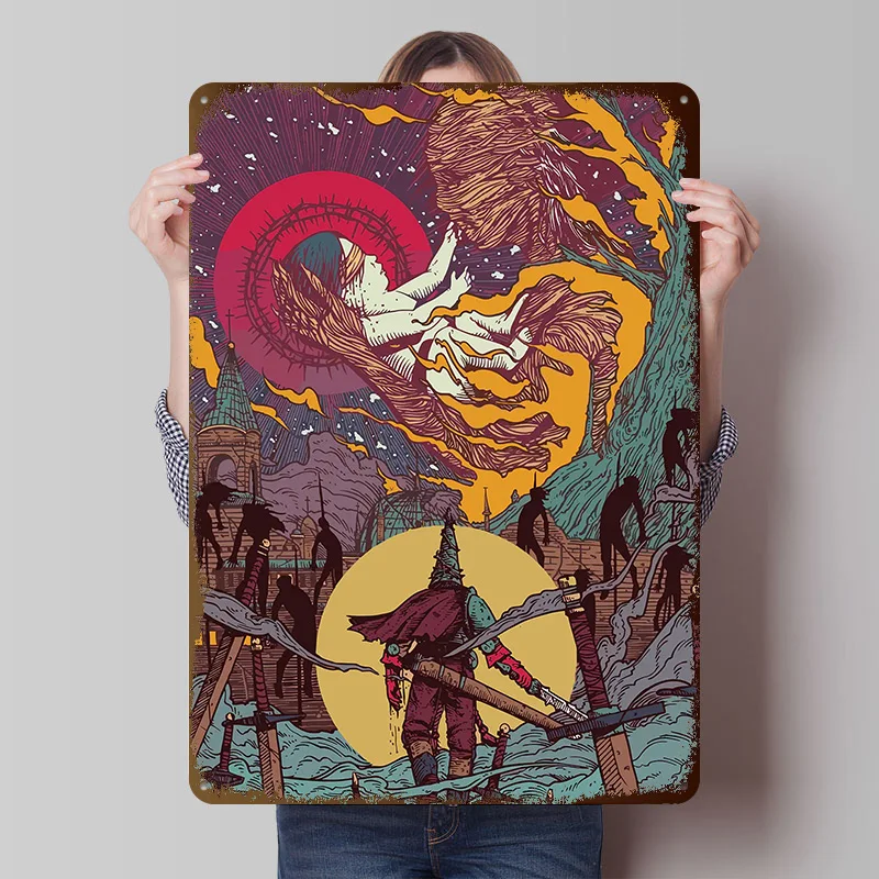 Blasphemous Printed Poster Customized Wall Art Retro Vintage Metal Tin Signs for Home Office Decor Mancave Decoration Gaming