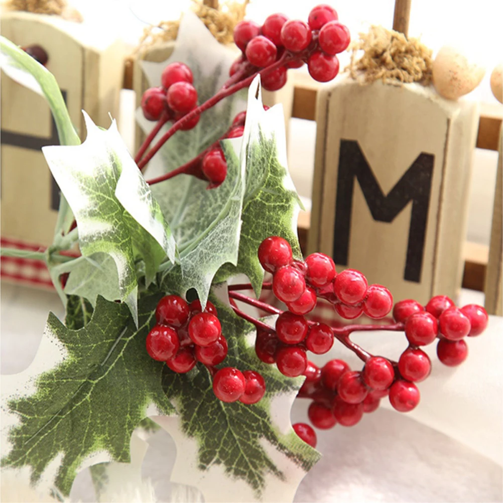 

3 Pcs Faux Artificial Flower Decoration Berry Branches Simulation Bouquet Christmas Berries