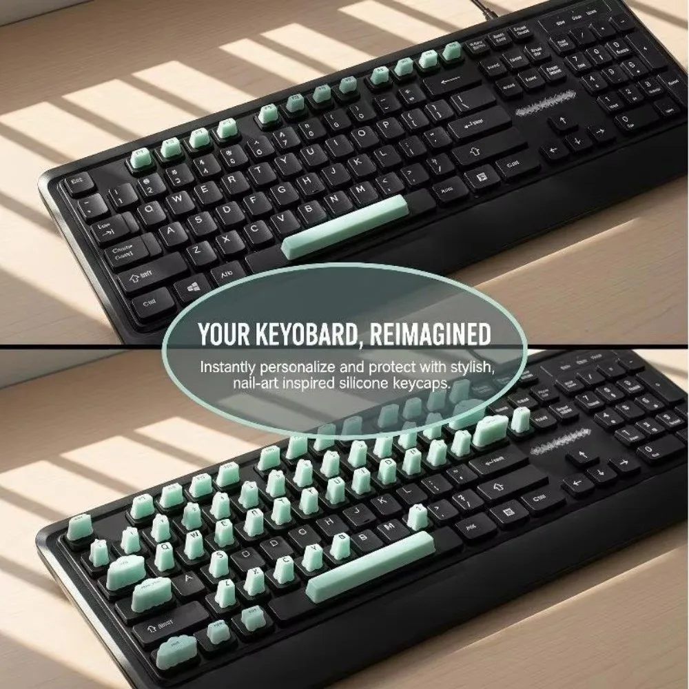 Soft Silicone Raised Keyboard Stickers Dust Proof Nail-Friendly Laptop Nail Long Button Cap Height Increaser Scratch Proof