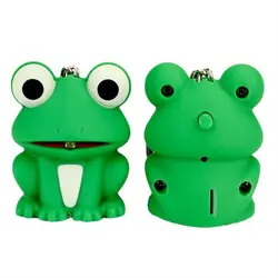 Green Frog Key Chains LED Light Sound Keychains Lovely Animal Bag Decoration Pendant Keyrings Lighting Keychain Metal Rings Toy