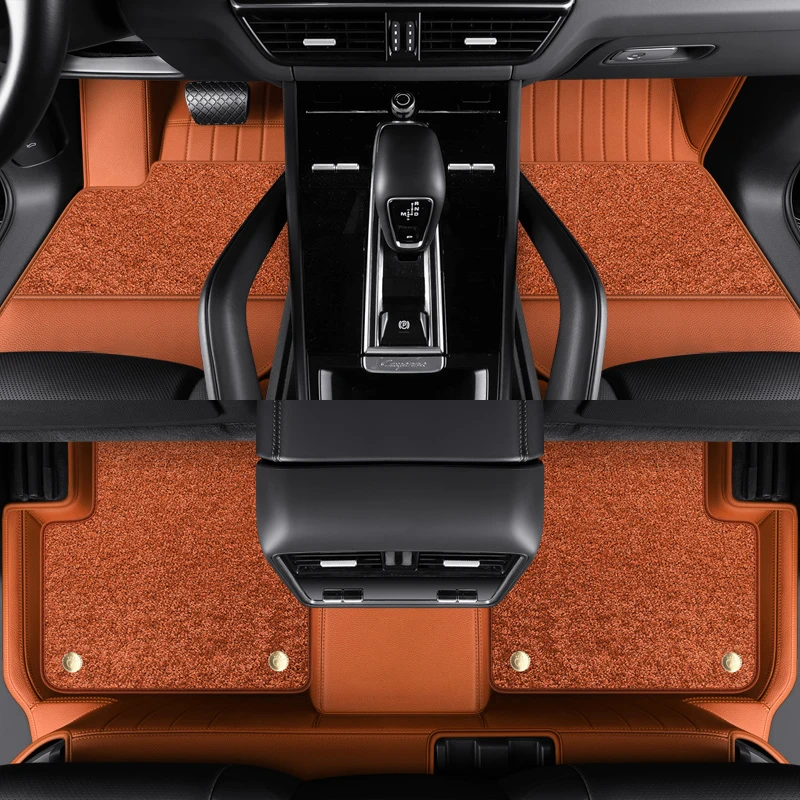 

Custom Fit Car Accessories Leather Cowhide Floor Mat Interior ECO Material for Porsche Cayenne Maca Front and Rear Seat Carpet