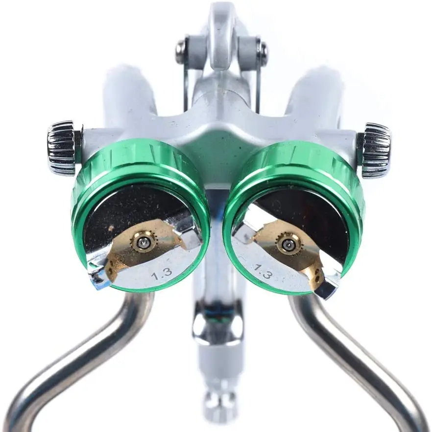 Handheld Automatic Polyurethane Double-headed Spray Gun with 2 * 1000ml Aluminum Water Tank