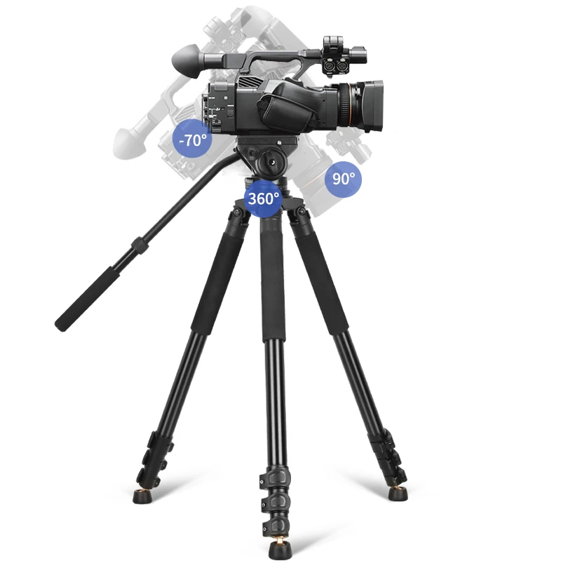 

Q680 Tripod for Camcorder With Q90 Hydraulic Damping Pan Head Stand 1910MM Height with Foot Nail