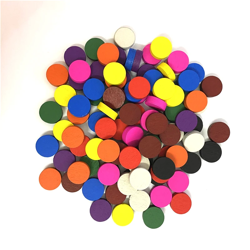 100pieces Diameter 15*5MM Wooden Pawn Game Pieces Colorful Chess For Tokens Board game/Educational Games Accessories