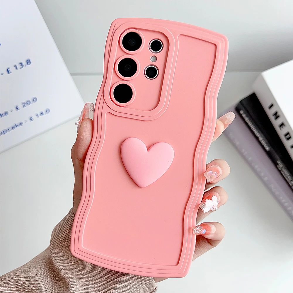 

Colorful love heart style silicon phone case for Samsung Galaxy S24 S23 S22 S21 S20 Ultra Plus full camera shockproof soft case