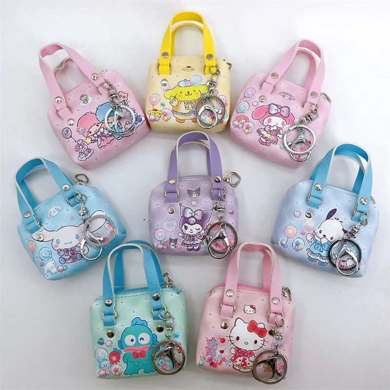 Kawaii Pocahcco Anime Sanrio Kuromi Hangyodon Sweet Coin Purse Cute Cartoon Cinnamoroll Headphone Bag Keychain Girls Gifts