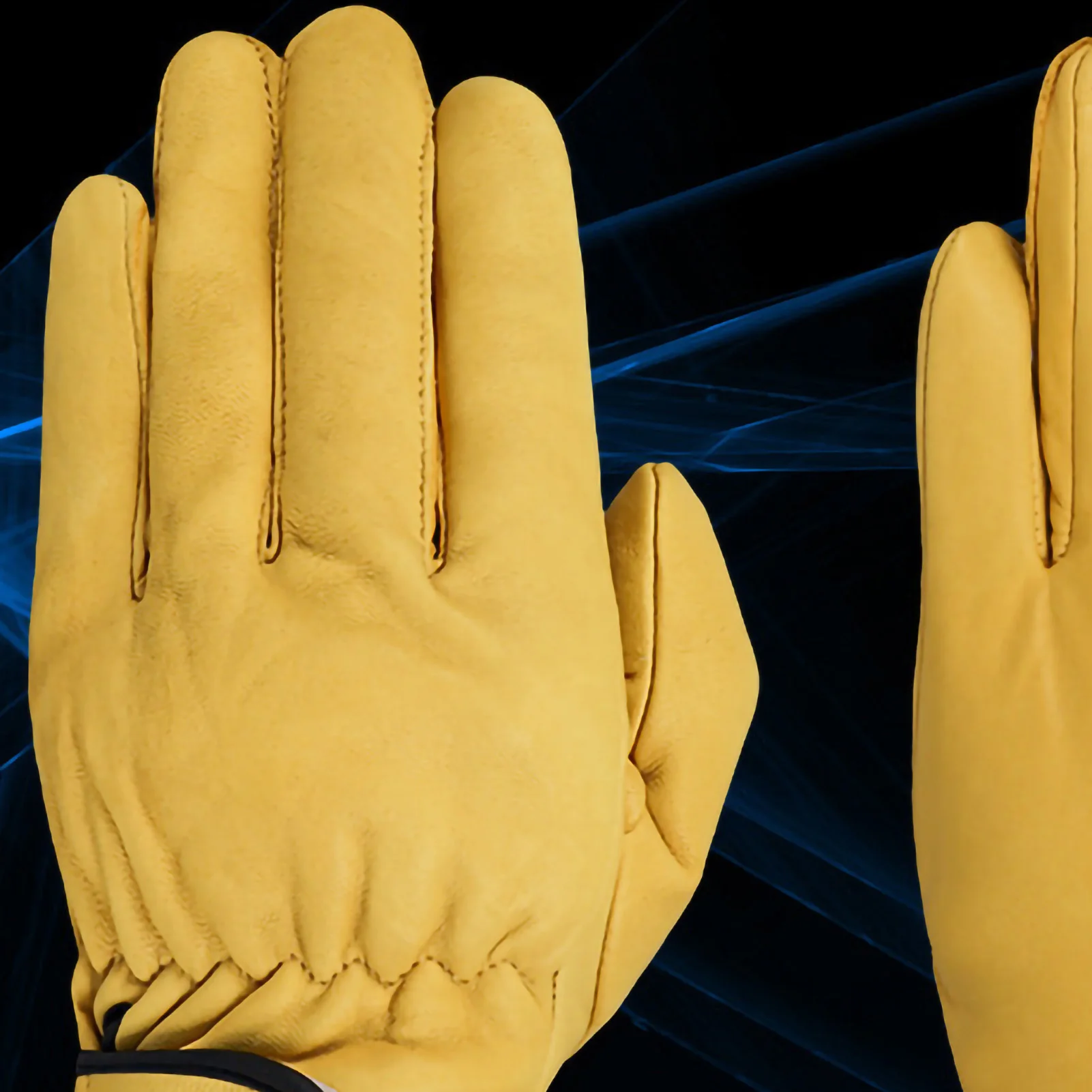 Zk30 Guantes de trabajo de cuero Protección laboral Resistente al desgaste Jardín Herramienta de protección para el trabajo diario XL Amarillo