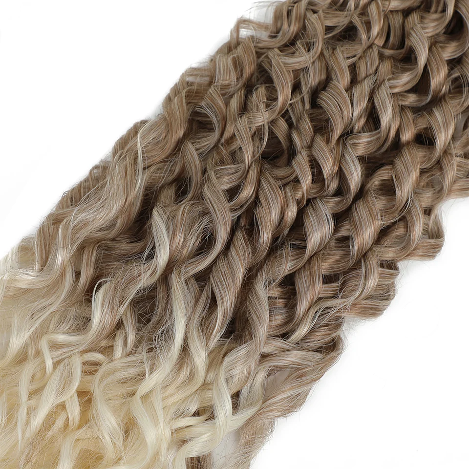 عميق متموج تويست الكروشيه الشعر جيسيكا حليقة الاصطناعية تجعيد الشعر الأفريقي أومبير براون شقراء 22 بوصة تجديل وصلات شعر للنساء