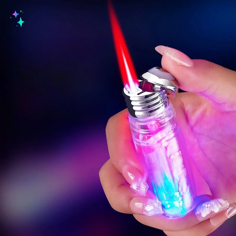 New Windproof Transparent Small Bulb Inflatable Lighter Mini Portable Color Light Personalized Lighter Inflatable Smoking Gift