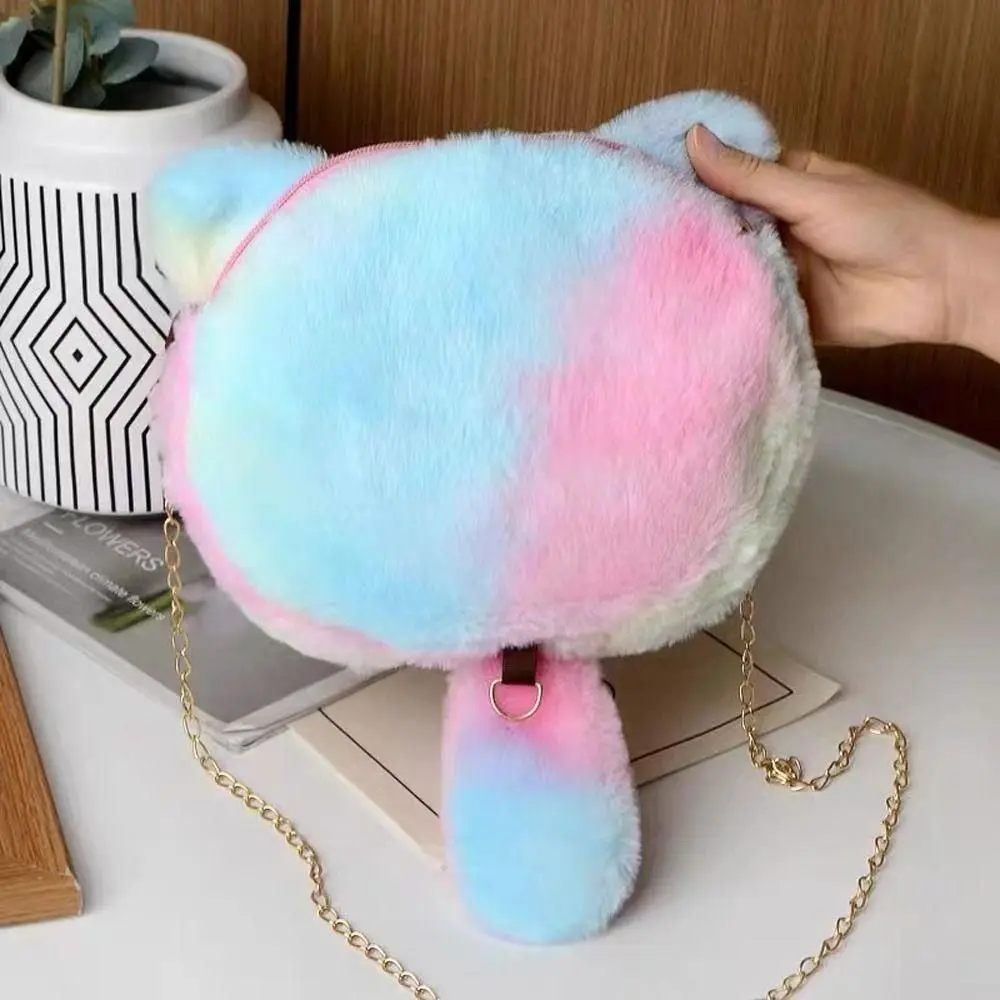 Tie Dye Plush Bag Cat Crossbody Bag Fashion Cartoon Kid Toys Cat Plush Bag Animal Mobile Phone Bags