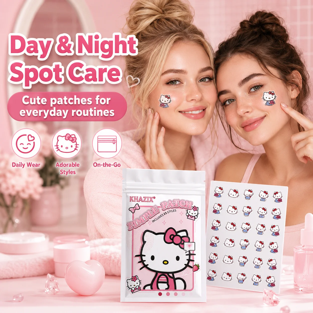30pcs/150pcsHello Kitty Hydrocolloid Pimple Patches, Cute Cartoon Acne Cover Stickers, Breathable Waterproof Face Care Patches - view 4