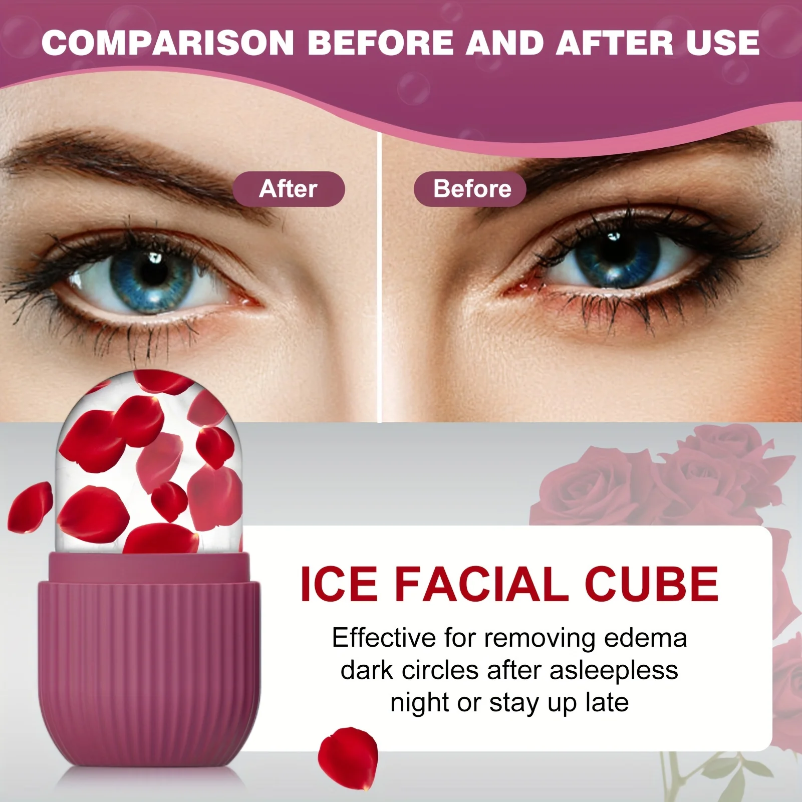 Face and Eye Ice Roller, Face Beauty Ice Roller, Facial Ice Massage Beauty Silicone, Reusable Leakproof Skin Care Tool