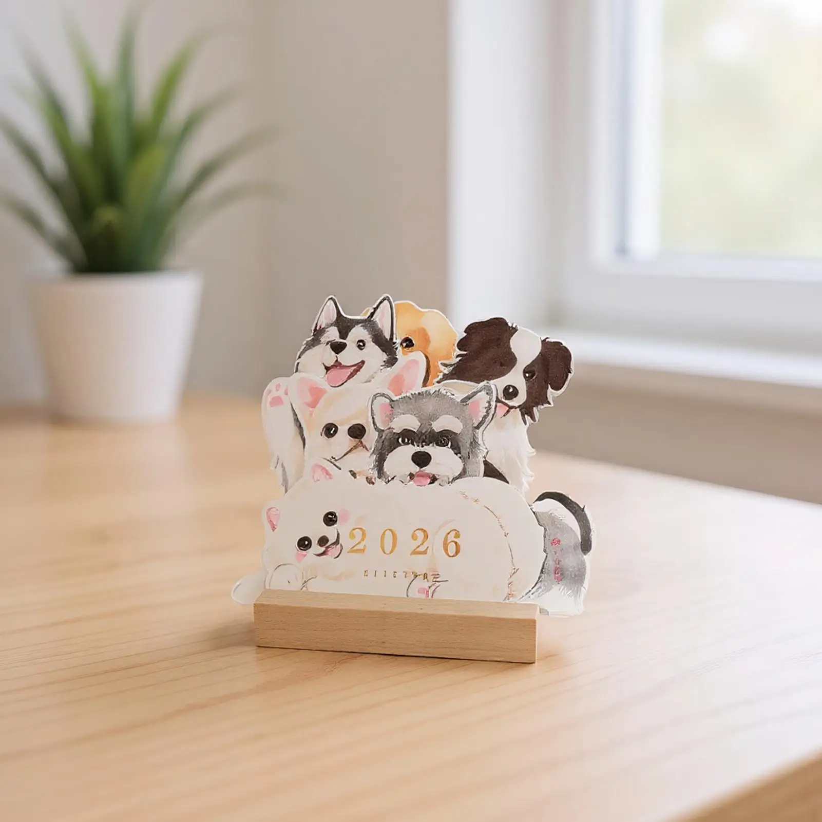 

Puppy Calendar 2026 Monthly Planner With Wooden Stand 12 Puppy Cards Design Funny Calendar For Kids Adult Family Work Desk