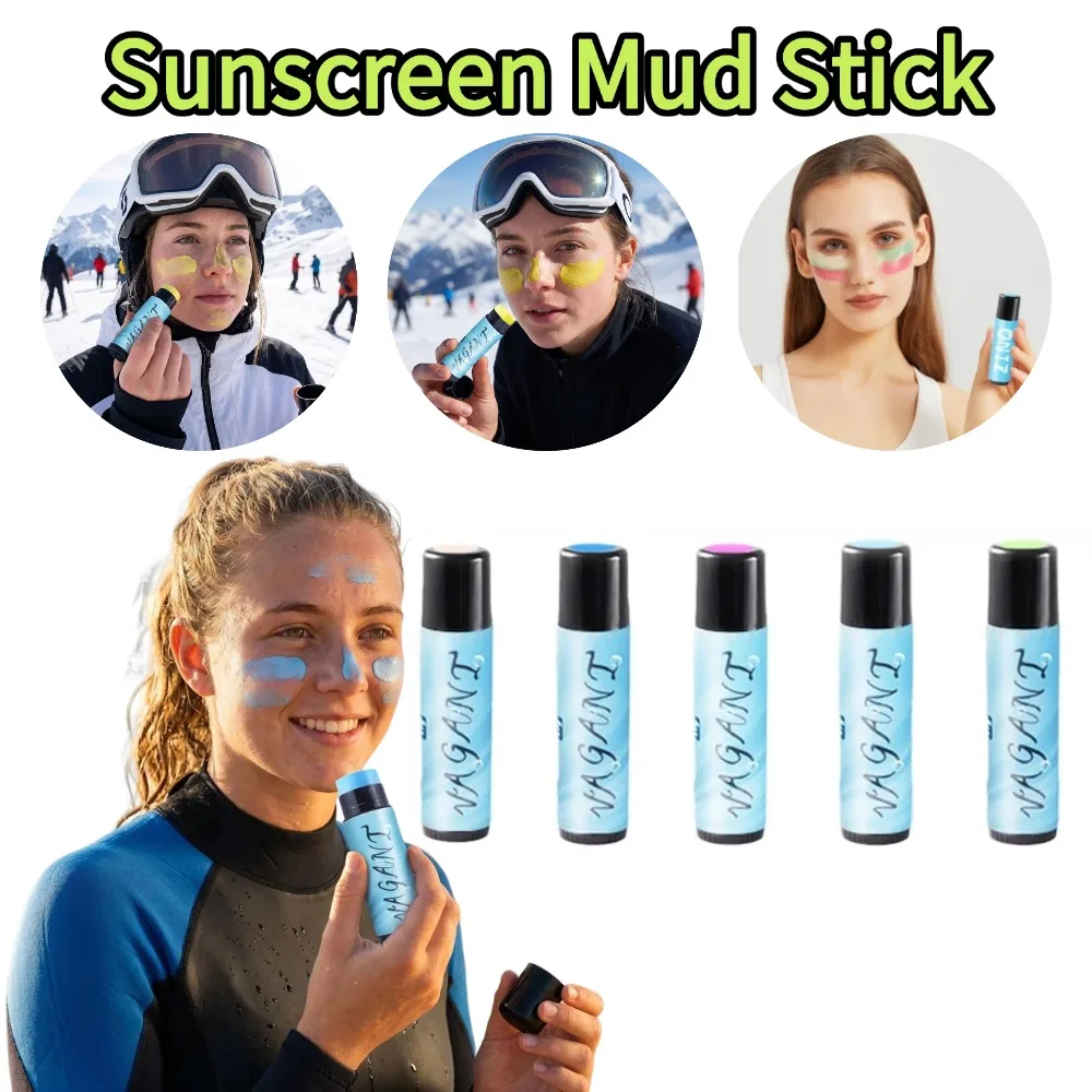 Colored Sunscreen Mud Sticks Waterproof Face Mud Stick for Outdoor Surfing Snorkeling Skiing High Protection Creams 30g