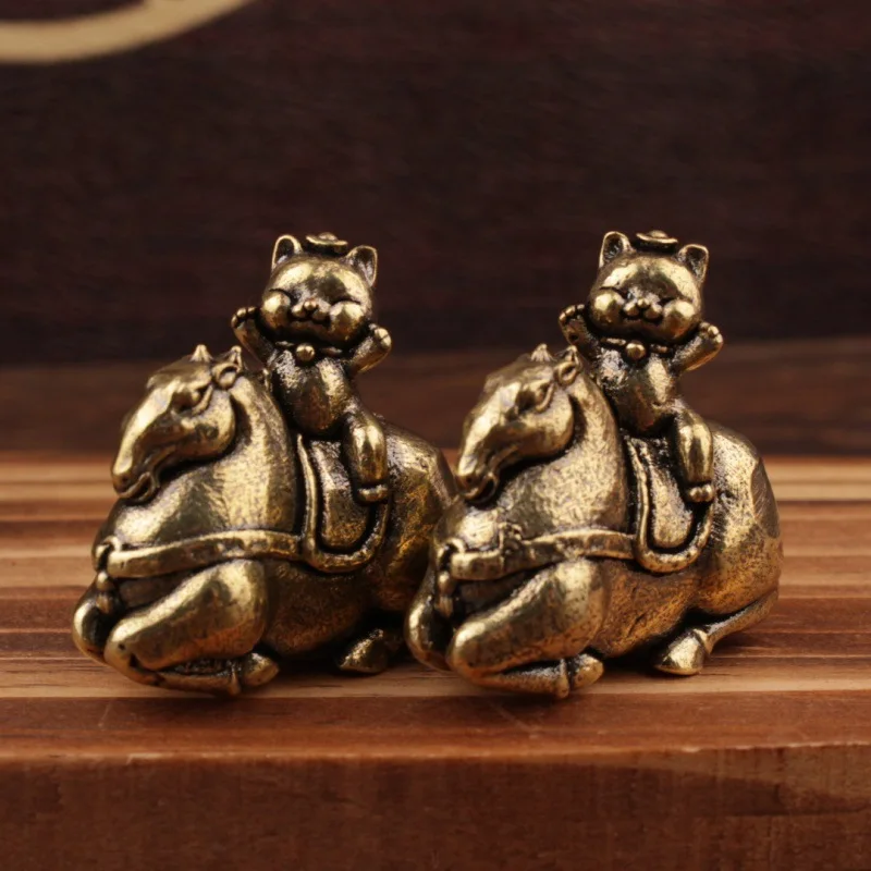 1 Pc Brass Horse Rider Figurine, Mini Copper Ornament, Creative Cross-border Craft Decor