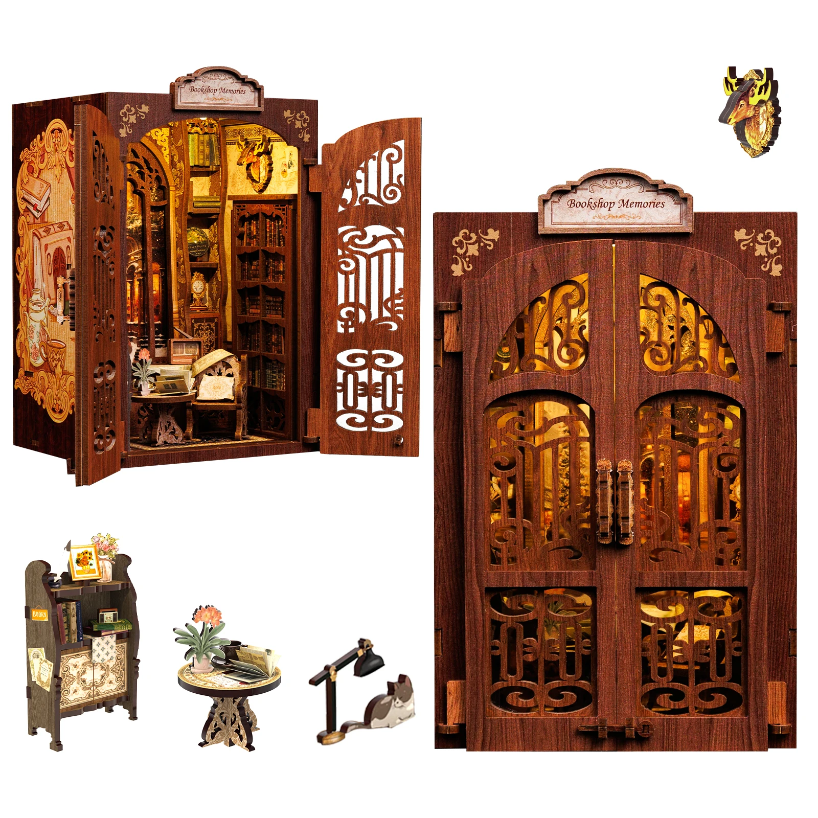 

CuteBee New Style Mini Dollhouse Bookshop Memories DIY Book Nook Use As Gifts 3D Wooden Puzzle