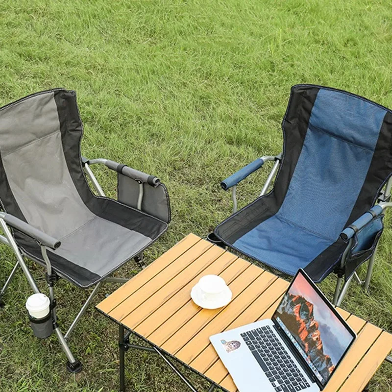Outdoor Folding Chair Fishing Portable Leisure Beach Camping Drawing Bench Backrest Horseshoe Director Chair Folding Chairs