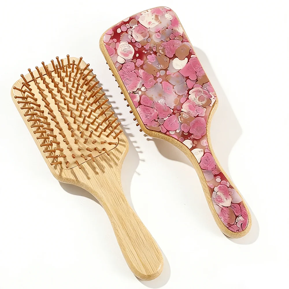 Antistatischer Acetat-Haarkamm mit Luftkissen-Pad Modischer OL-Stil Geometrische Haarbürste für Frauen Handgefertigt Elastisch – Detail 2