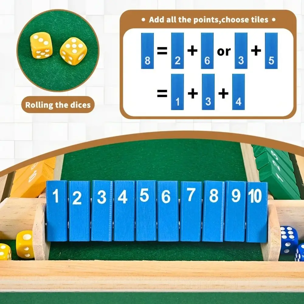 Shut The Box Table Board Game Toy Developing Intelligent Educational Toys Wooden Number Game Digital Board Interactive