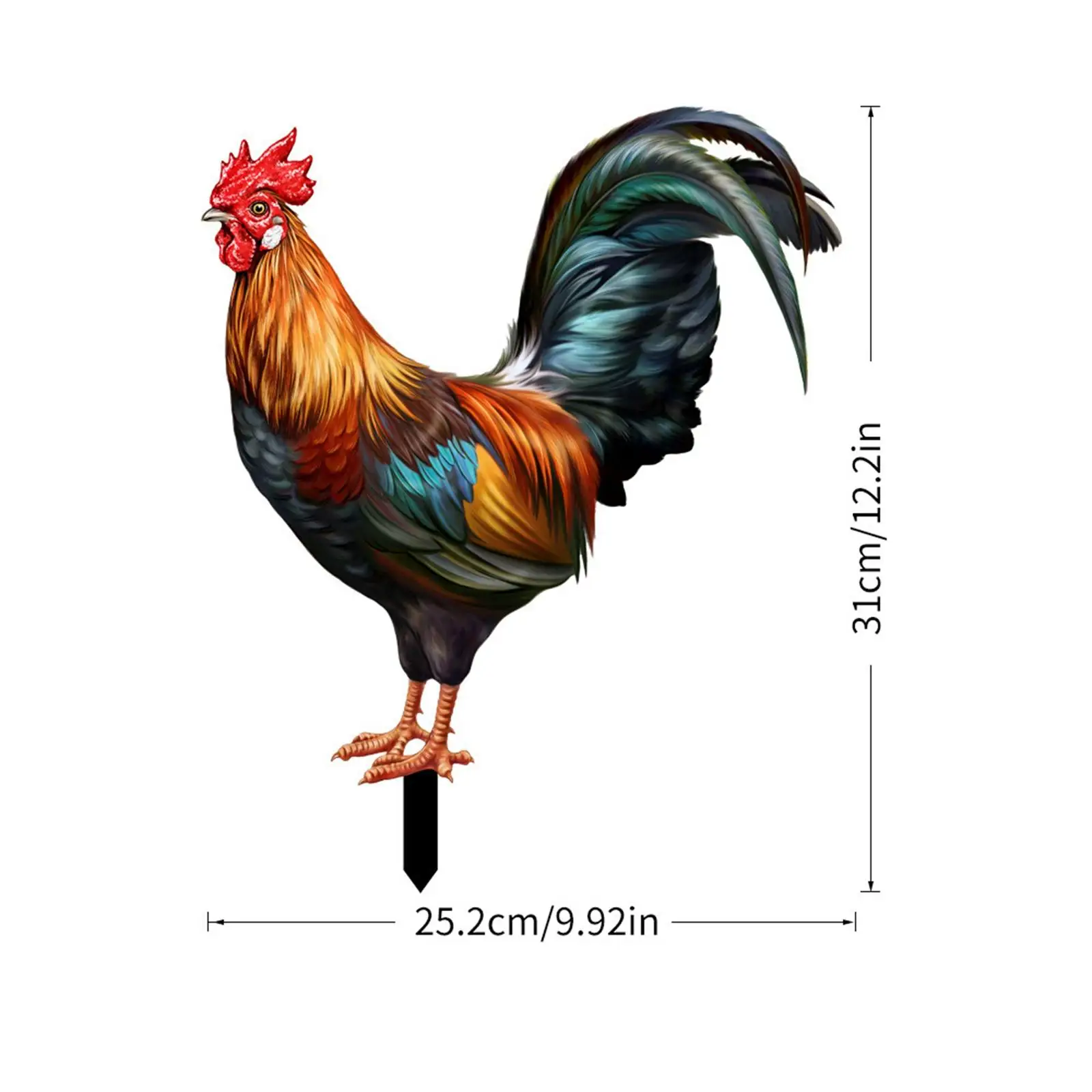Rooster Animal Statue Stakes Hen Easter Decor Decorative Creative Art Acrylic Sign Ornaments Garden Stakes for Pathway Courtyard