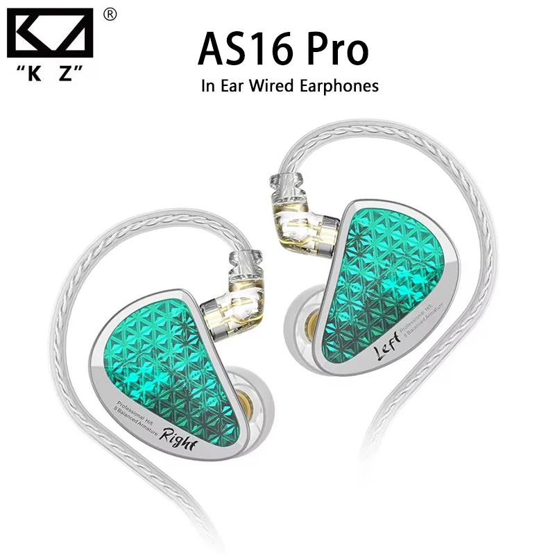 

KZ AS16 Pro 16BA Balanced Armature in Ear Earphones HIFI Monitor Headphones Noise Cancelling Earbuds Sport Headset AS16PRO
