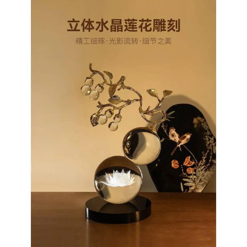 crystal gourd ornament, light luxury high-end lotus living room TV cabinet decoration, housewarming gifts for friends