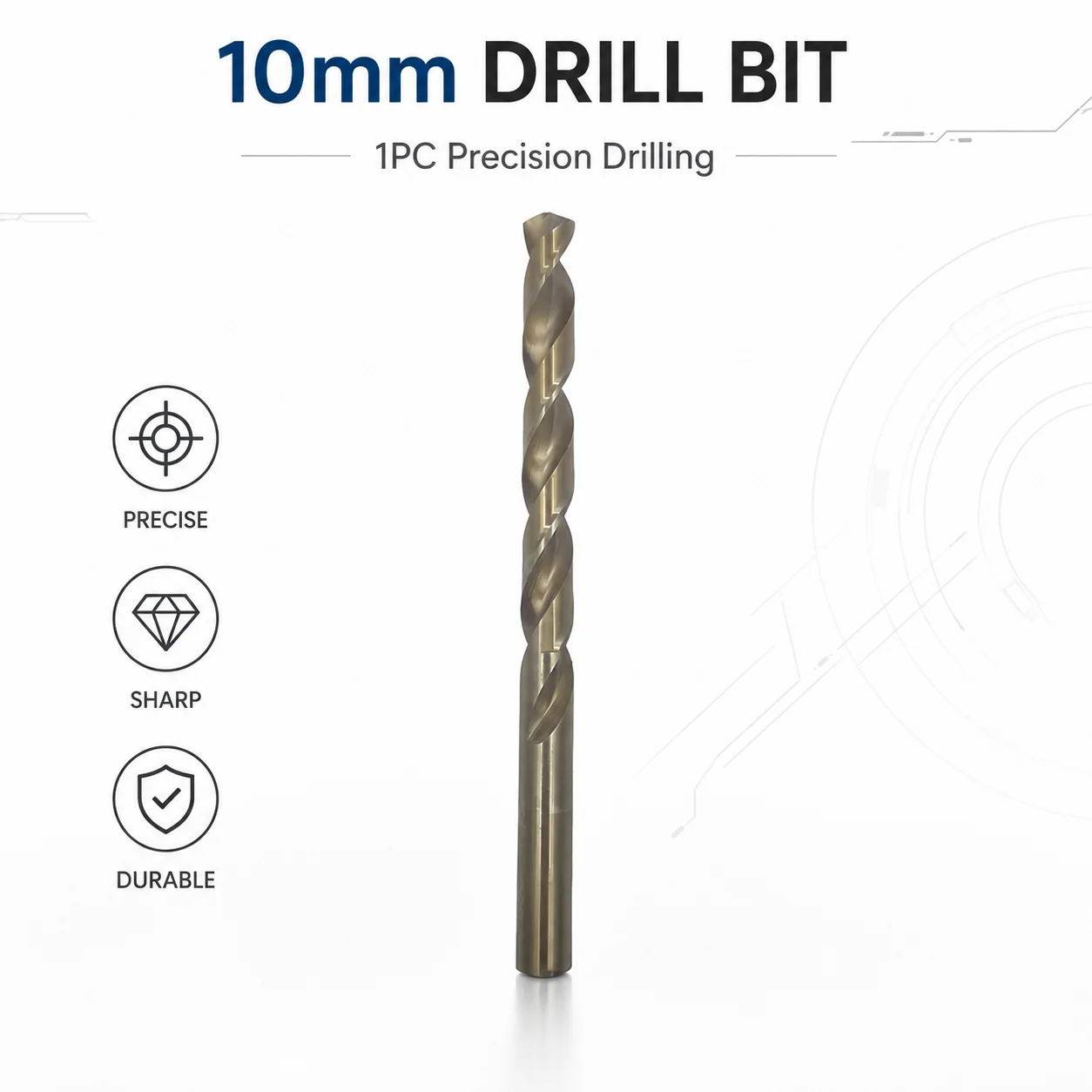 Single 10mm HSS Titanium Drill Bit, High Hardness Wear Resistant Alloy Steel for Woodworking Repair & Metal Plate Drilling