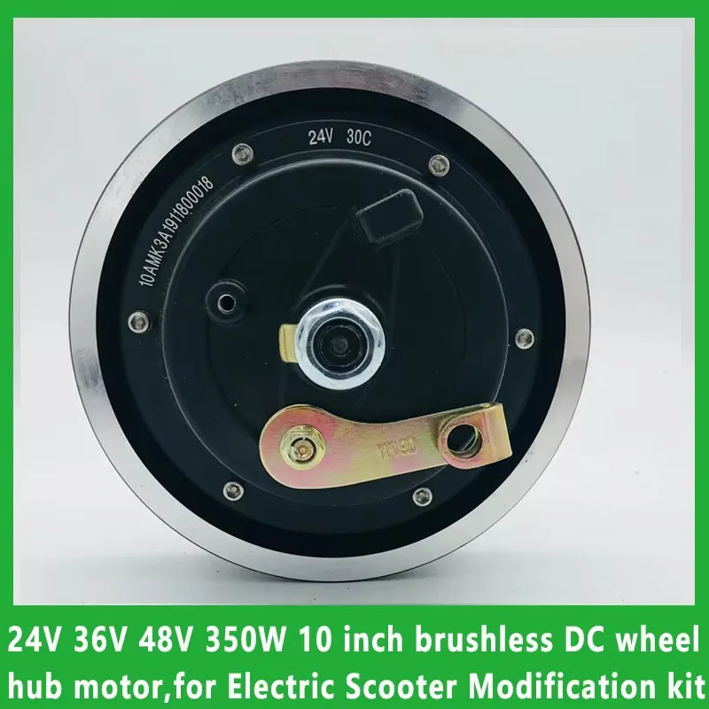

350W Brushless DC Wheel Hub Motor 10 Inch Double-Sided Shaft 24V 36V 48V for Electric Scooter Modification Kit