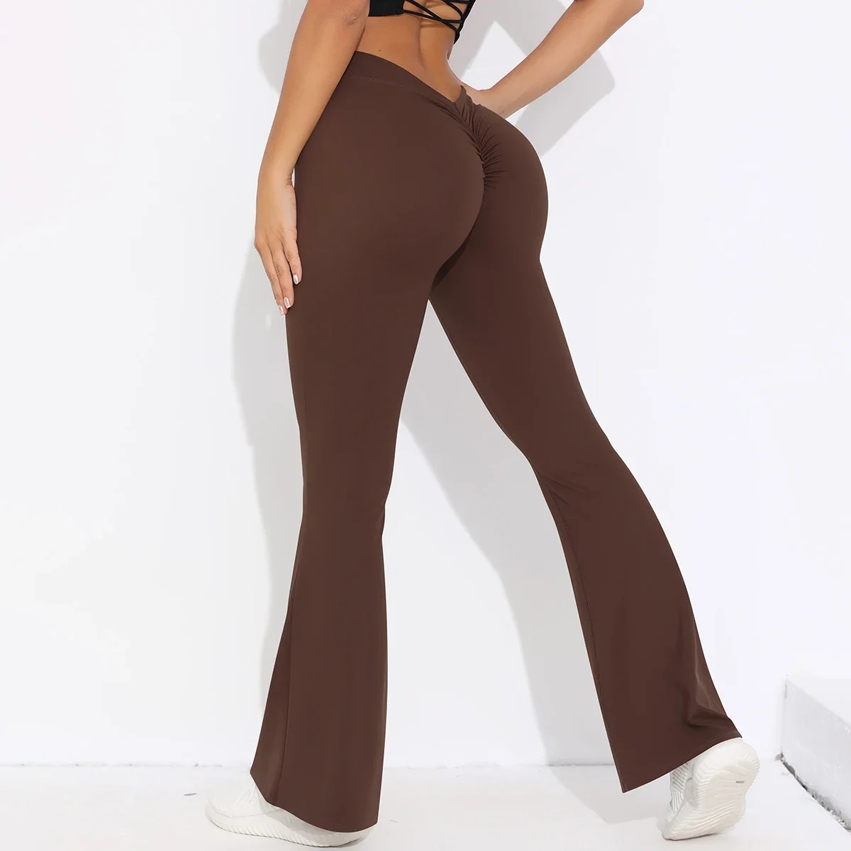 Leggings svasati da palestra con culo scrunch Leggings push up sexy con vita a V Leggings fianchi da donna Pantaloni da yoga con sensazione nuda Collant da allenamento