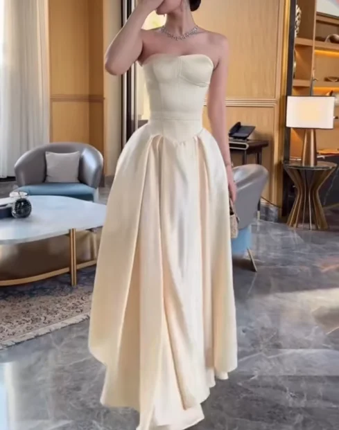 아라빈 나이트 우아한 이브닝 드레스 스트랩리스 럭셔리 프롬 가운 플로어-길이 쉬폰 파티 드레스 맞춤형