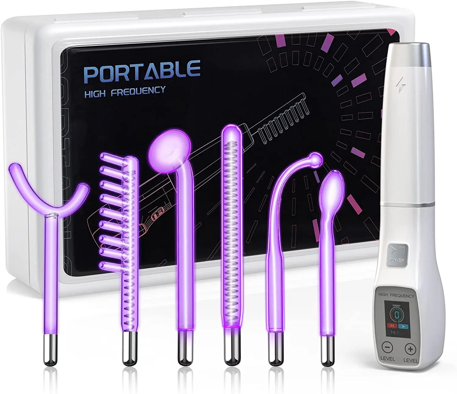7 tube Smart Panel 9 Level New Upgrade High Frequency Facial Machine Most Popular Care Therapy Wand