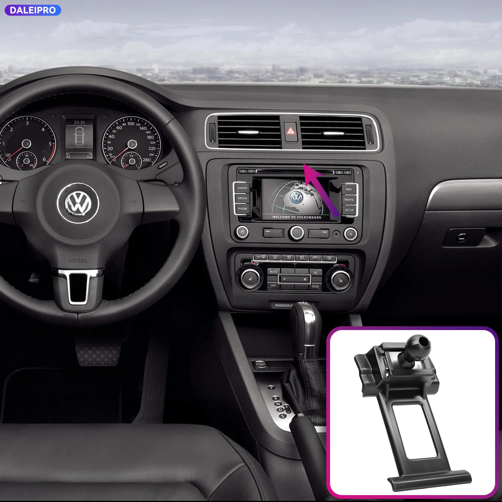 For VW Jetta MK6 2011 2012 2013 2014 Vehicle-Specific Phone Holder Base Smart Car Phone Mount 66W Charging Holder Accessories